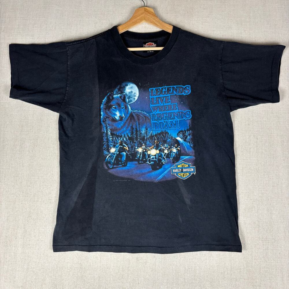 Vintage Harley Davidson Legends Roam Faded Wolf Nature Tee 1991 Large